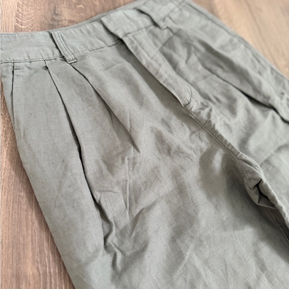 GAP Green Trousers Relaxed Fit Linen size 4 Tall - Picture 3 of 6
